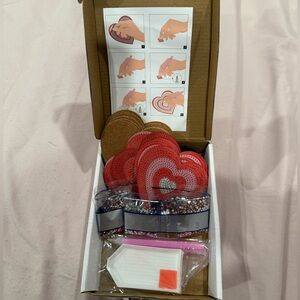 Heart-Shaped Diamond Painting Coasters